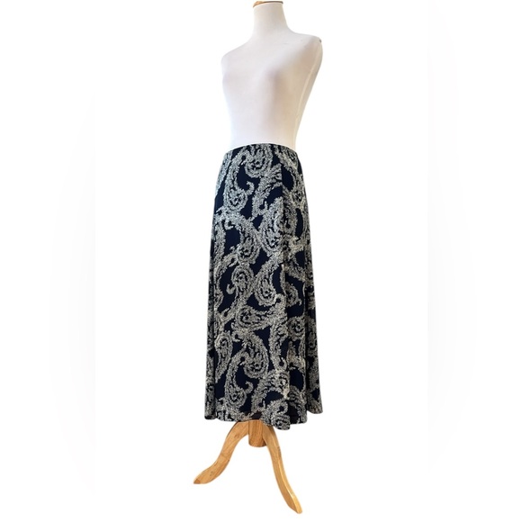 Liz Claiborne Dresses & Skirts - LIZ CLAIBORNE A-LINE FLOWY FLORAL CHIFFON MAXI SKIRT DARK BLUE WHITE SIZE 12